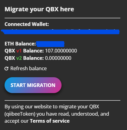 QBX ERC-20 token migration v2
