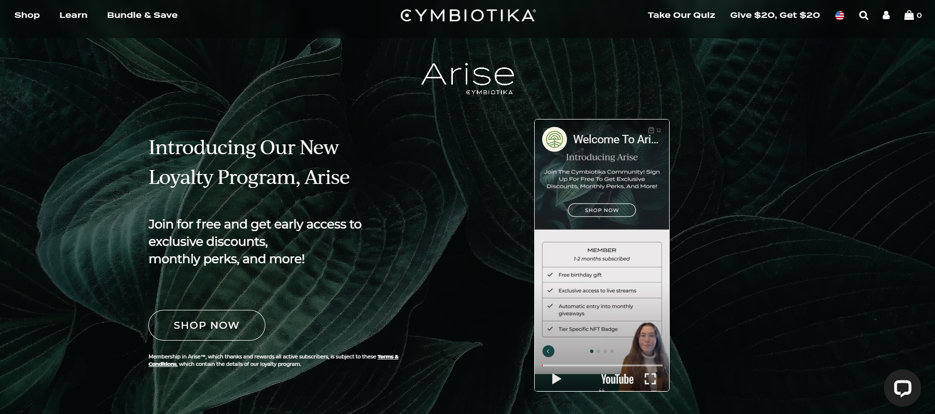 Cymbiotika Arise web3 loyalty program